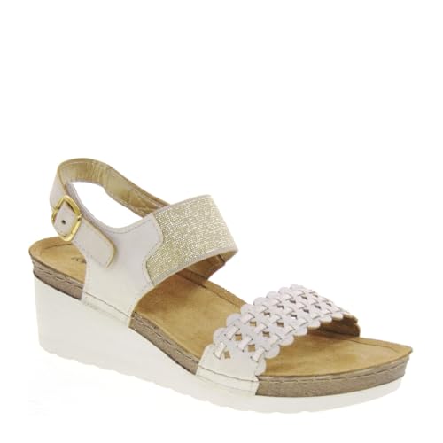 Riposella MATWA01BX Sportsandalen für Damen Matilde Kunstleder Beige Keilabsatz 6 cm Gummisohle, beige, 36 EU von Riposella