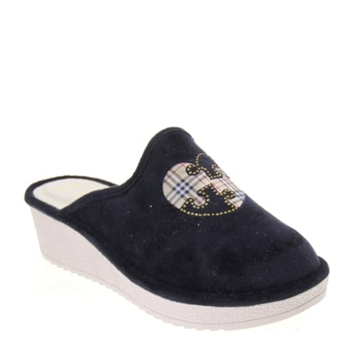 Riposella WB03BX Hausschuhe für Damen Samia Tuch Keilabsatz 5 cm Gummisohle, Schwarz , 38 EU Riposella WB03BX Hausschuhe für Damen Samia Tuch Keilabsatz 5 cm Gummisohle, Schwarz , 38 EU von Riposella