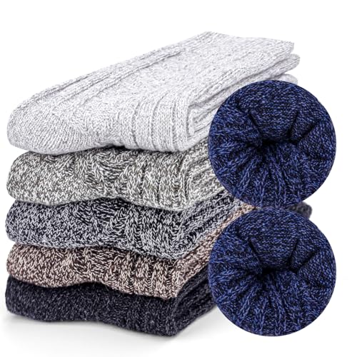 Riqiaqia 6 Paar Winter Merino Wool Socken Damen Warme Dicke Thermosocken Wollsocken Stricksocken Atmungsaktive, Damen Geschenk Socken Einheitsgröße von Riqiaqia