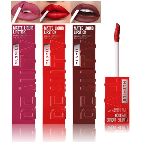 Riroenst Matter flüssiger Lippenstift, 3 Farben Velvet Matte Nude Lip Gloss, mattes Finish glatt wischfest, hochpigmentiert lang anhaltendes feuchtigkeitsspendendes (#04+#05+#06, B) von Riroenst