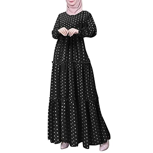 Damen Gebetskleid Muslimische Kleid Sommerkleid Gebetskleidung für Frauen Türkische Robe Muslimische Robe Gebet Abaya Kleid Naher Osten Dubai Türkei Arabische Muslim Kaftan Kleid Für (T8-Black, L) von Risaho