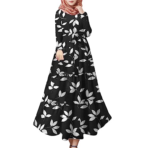 Damen Gebetskleidung Muslimische Kleid Gebetskleidung für Frauen Arabisch Robe Ramadan Muslimische Robe Gebet Abaya Kleid Islamischer Naher Osten Dubai Türkei Arabische Kaftan Kleid (W13-Black, L) von Risaho