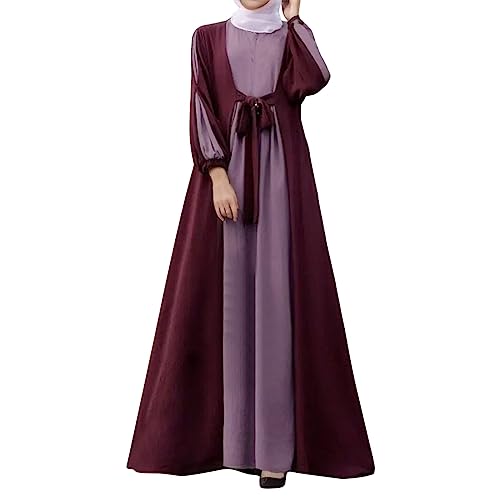 Damen Gebetskleidung Muslimische Kleid Muslim Kleidung Für Frauen Arabisch Robe Ramadan Robe Gebet Abaya Kleid Islamischer Naher Osten Dubai Türkei Arabische Kaftan Kleid Für Ramadan (Y12-Purple, L) von Risaho