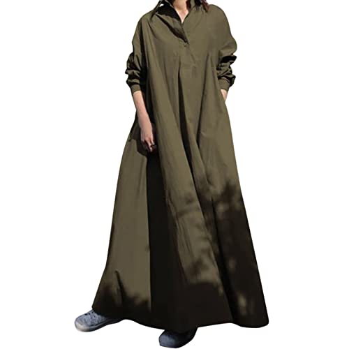 Damen Muslimisches Kleid Islamische Gebetskleidung Muslimkleid Robe Langarm Einfarbig Gebet Abaya Kleid Islamischer Naher Osten Dubai Türkei Arabische Muslim Kaftan Kleid Für Ramadan (H4-Khaki, L) von Risaho