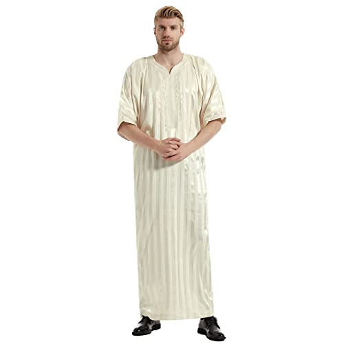 Risaho Arabische Kleidung Herren: Herren Muslimische Robe Islamische Maxikleid arabische Robe Islamische Robe Langarm Jalabiya Herren Arabische Kleidung für Mann Geschenk Herren Muslim Kleidung von Risaho