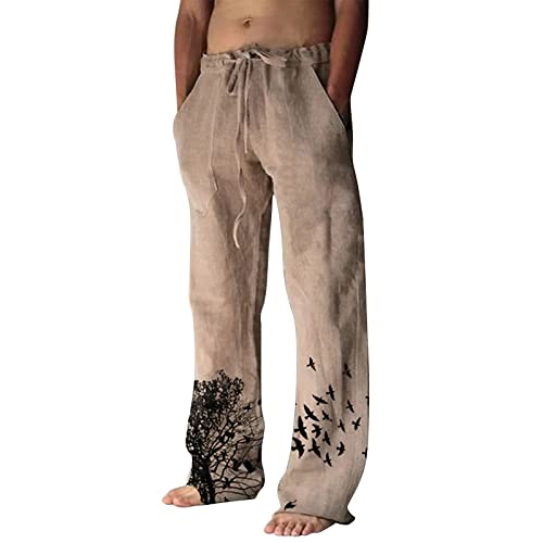 Risaho Freizeithose Herren Lang Leicht Sommerhose Herren Baumwoll Leinen Hose Regular Fit Gerade Hosen Freizeithose Strand Leinenhose Herren für Ferien von Risaho