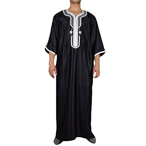 Risaho Herren Kaftan Sommer Islam Muslim Druck Robe Baumwolle Leinen Bunt Arabische Islamische Kleidung Indisch Muslimische Afrika Dubai Kaftan für Männer von Risaho