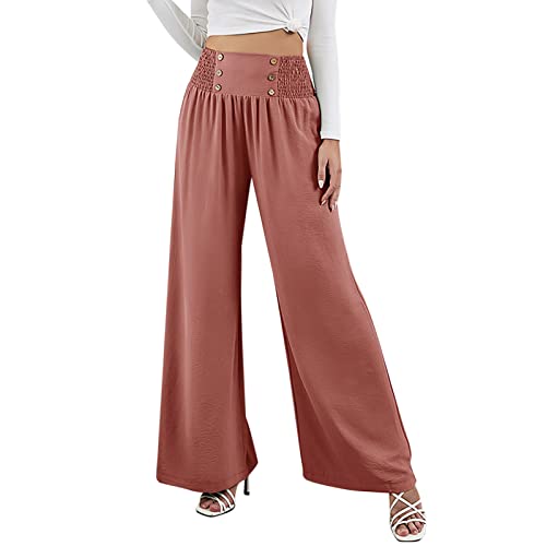 Risaho Hose Damen Boho Strandhose Hippie Blumen Schlaghose Weites Bein Palazzo Sommerhose Elegant High Waist Bootcut Freizeithose Schön Blumen Druck Caprihose Elastische Taille Yogahose von Risaho