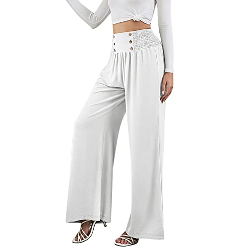 Risaho Hose Damen Boho Strandhose Hippie Blumen Schlaghose Weites Bein Palazzo Sommerhose Elegant High Waist Bootcut Freizeithose Schön Blumen Druck Caprihose Elastische Taille Yogahose von Risaho