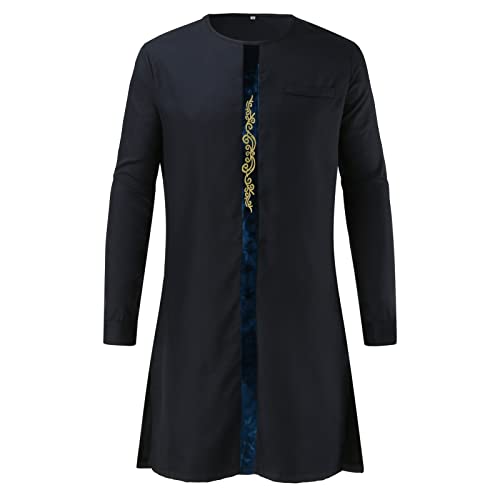 Risaho Muslimische Kleider Herren Islamische Maxikleid Kaftan Abaya Islamische Kleidung männer,Herren Muslimische Kleider Arabische Kleidung Lose Lange Ärmel Kaftan Muslimische Kleider von Risaho