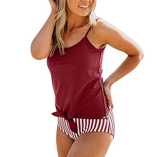 Risaho Tankini Damen, Zweiteilig Badeanzug mit Badehose, Bauchweg Bademode Set Sommer Elegant Badeanzüge, Tankini Oberteil mit Badeshortsc Bikini Sportlich von Risaho