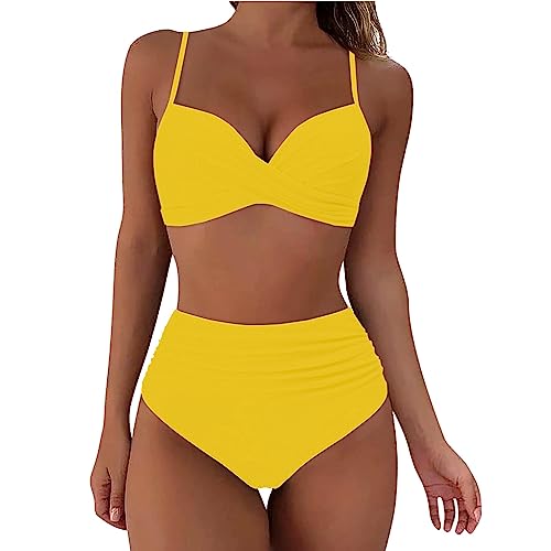 Risaho Zweiteiliger Badeanzug Damen Zweiteiliger Badeanzug Bauchweg Sommer Triangel Bikini Sets Push Up Sexy Swimsuit Strandmode Monokinis Frauen Schwimmanzug Große Größen von Risaho