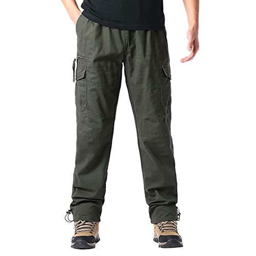 WeißE Cargohose Herren: Herren Thermohose Jeanshose Relaxed Fit Winter Fleece Gefüttert Warme Winterhose Winterjeans Denim Hosen (W6-Army Green, XL) von Risaho