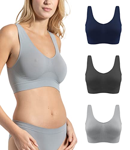 Risalti BH Damen Ohne Bügel Breiten Schultern 3 Stück - Bralette Damen aus Mikrofaser, BH Ohne Bügel weicher als Bustier Damen Baumwolle, Komfort Top-BH, Nahtlose Verarbeitung - Made in Italy von Risalti