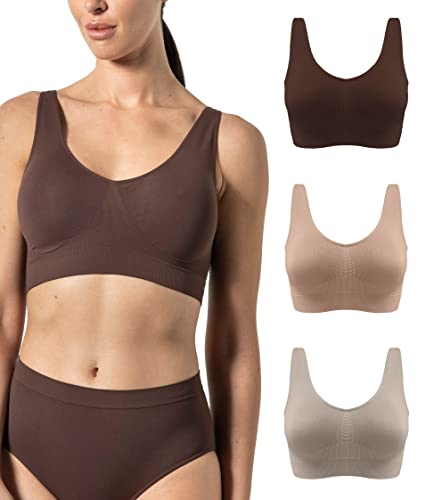 Risalti BH Damen Ohne Bügel Breiten Schultern 3 Stück - Bralette Damen aus Mikrofaser, BH Ohne Bügel weicher als Bustier Damen Baumwolle, Komfort Top-BH, Nahtlose Verarbeitung - Made in Italy von Risalti