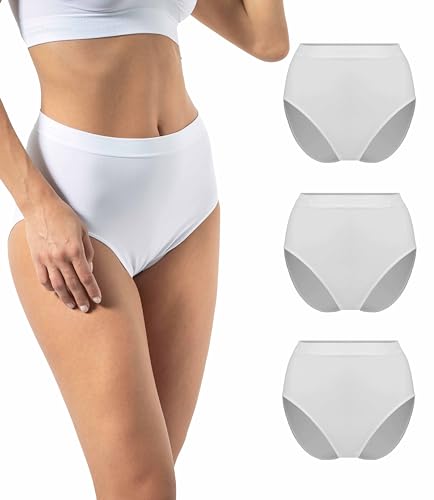 Risalti Unterhosen Damen High Waist Slips Mikrofaser 3 STK. - Seamless Slips Damen, Damen Unterwäsche, Weicher als Baumwoll Unterwäsche Damen, Schlüpfer Damen - Made in Italy von Risalti