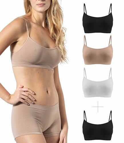 Risalti BH Damen Ohne Bügel Schmale Schultern 3 Stück - Bralette Damen aus Mikrofaser, BH Ohne Bügel weicher als Bustier Damen Baumwolle, Komfort Top-BH Nahtlose Verarbeitung - Made in Italy von Risalti