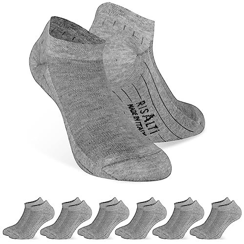 Risalti 6 Paar Socken für Herren und Damen aus Baumwolle – kurze Socken für Damen, geruchshemmend und atmungsaktiv, Socken für Herren aus 100 % Baumwolle, hergestellt in Italien, Grau, 43-46 von Risalti