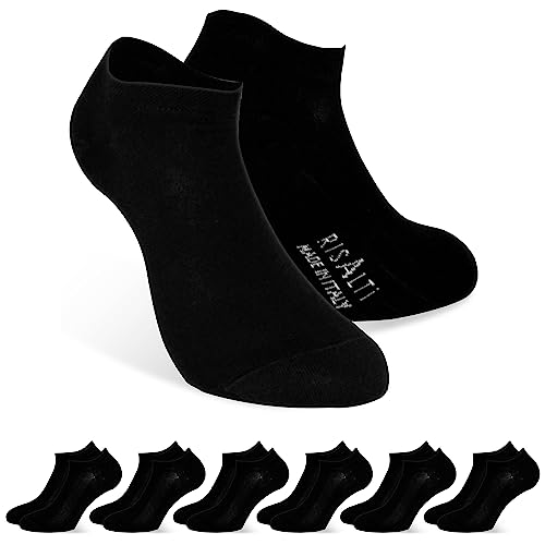 Risalti 6 Paar Socken für Herren und Damen aus Baumwolle – kurze Socken für Damen, geruchshemmend und atmungsaktiv, Socken für Herren aus 100 % Baumwolle, hergestellt in Italien, Schwarz , 35-38 von Risalti