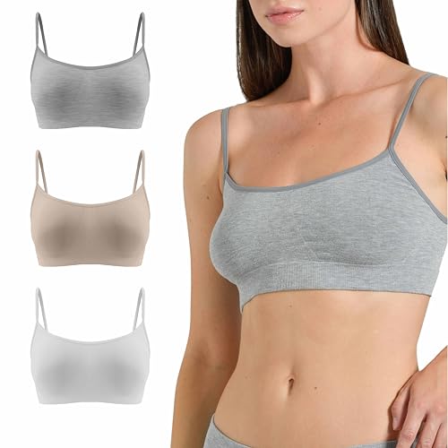 Risalti BH Damen Ohne Bügel Bambus Schmaler Schulter 3 STK - Damen BH Leichter Stütz, Weicher Als Bustier Damen Baumwolle, BH Ohne Bügel, Bralette Damen, Seamless BH - Made In Italy von Risalti