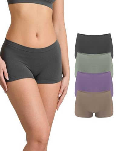 Risalti Boxershorts Damen Eco Friendly 4 STK – Seamless Unterwäsche Frauen aus Mikrofaser Yees Green, Nachhaltige Hot Pants, Weicher als Unterhosen Damen Baumwolle - Made in Italy von Risalti
