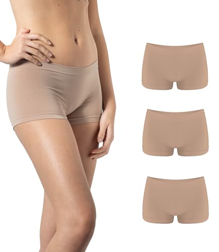 Risalti Boxershorts Damen Nahtlos Aus Microfaser 3 Stück - Hot Pants Unterwäsche, Bequeme Panties Damen, Shorts Weicher Als Unterhosen Baumwolle, Seamless Panty, Boxer Atmungsaktiv - Made in Italy von Risalti