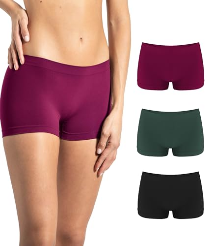 Risalti Boxershorts Damen Nahtlos Aus Microfaser 3 Stück - Hot Pants Unterwäsche, Bequeme Panties Damen, Shorts Weicher Als Unterhosen Baumwolle, Seamless Panty, Boxer Atmungsaktiv - Made in Italy von Risalti