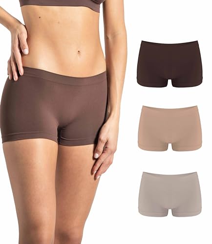 Risalti Boxershorts Damen Microfaser 3 Stück - Panties Damen Shorts Weicher als Baumwoll Unterwäsche Damen, Damen Unterhosen, Boxer Damen - Made in Italy von Risalti