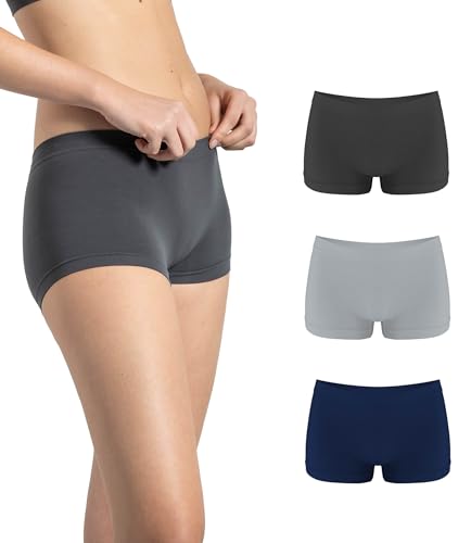 Risalti Boxershorts Damen Nahtlos Aus Microfaser 3 Stück - Hot Pants Unterwäsche, Bequeme Panties Damen, Shorts Weicher Als Unterhosen Baumwolle, Seamless Panty, Boxer Atmungsaktiv - Made in Italy von Risalti