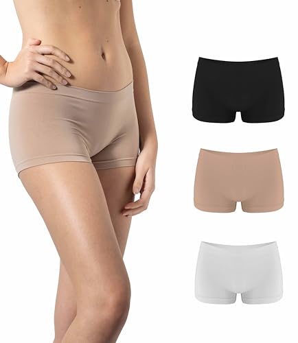 Risalti Boxershorts Damen Microfaser 3 Stück - Panties Damen Shorts Weicher als Baumwoll Unterwäsche Damen, Damen Unterhosen, Boxer Damen - Made in Italy von Risalti