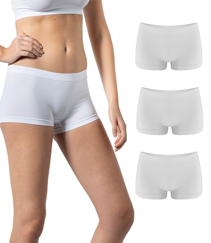 Risalti Boxershorts Damen Nahtlos Aus Microfaser 3 Stück - Hot Pants Unterwäsche, Bequeme Panties Damen, Shorts Weicher Als Unterhosen Baumwolle, Seamless Panty, Boxer Atmungsaktiv - Made in Italy von Risalti