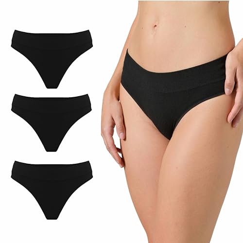 Risalti Brazilian Slip Damen Unterhosen Damen Bambus 3 STK - Tanga Damen, Unterwäsche Frauen Tanga, Damen Unterwäsche, Weicher als Unterhosen Damen Baumwolle, String Damen Seamless - Made in Italy von Risalti