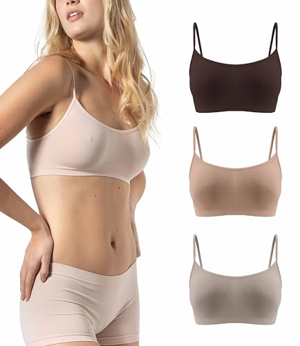 Risalti BH Damen Ohne Bügel Schmale Schultern 3 Stück - Bralette Damen aus Mikrofaser, BH Ohne Bügel weicher als Bustier Damen Baumwolle, Komfort Top-BH Nahtlose Verarbeitung - Made in Italy von Risalti