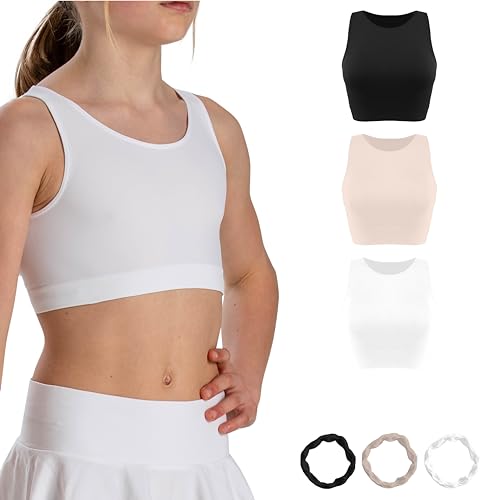 Risalti Bustier Mädchen Amerikanisches Mikrofaser 3 STK - Top Mädchen Bustier, Crop Top Mädchen, Sport Top Mädchen, BH Mädchen, Tops Für Mädchen, Tank Tops, Armbänder Gratis - Made In Italy von Risalti