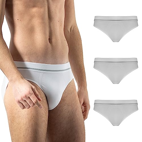 Risalti Herren-Slips aus Mikrofaser, 3 Stück, atmungsaktiv, Unterwäsche für Herren, weicher als Herren-Slips aus Baumwolle, nahtlos, für Herren Underwear – Made in Italy, Bainco, Weiß, Weiß, L/XL von Risalti