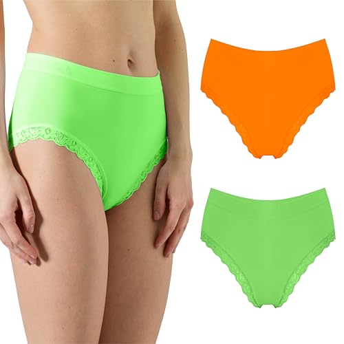 Risalti High Waist Slip Damen Spitze Letizia 2 STK - High Waist Unterhosen Für Damen, Unterhosen Damen Spitze, Unterwäsche Frauen, Seamless Slips Damen - Made in Italy von Risalti