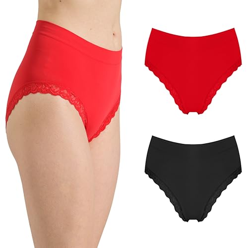 Risalti High Waist Slip Damen Spitze Letizia 2 STK - High Waist Unterhosen Für Damen, Unterhosen Damen Spitze, Unterwäsche Frauen, Seamless Slips Damen - Made in Italy von Risalti