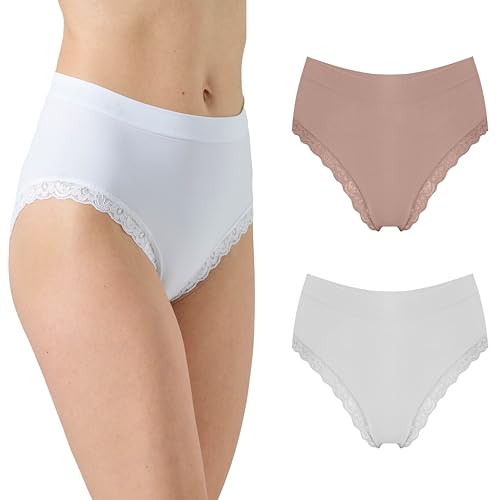 Risalti High Waist Slip Damen Spitze Letizia 2 STK - High Waist Unterhosen Für Damen, Unterhosen Damen Spitze, Unterwäsche Frauen, Seamless Slips Damen - Made in Italy von Risalti