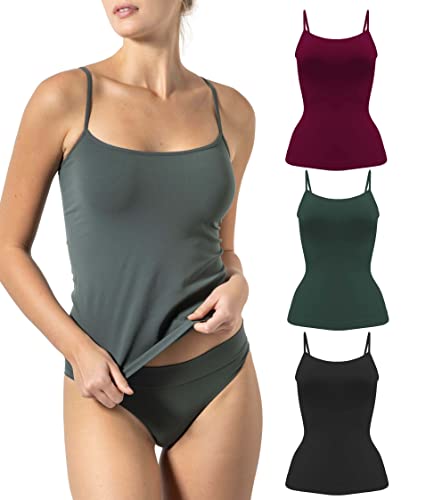 Risalti Spaghetti Top Damen aus Mikrofaser 3 Stück – Basic Trägertop mit schmalem Träger, Nahtloses Unterhemd für Alltag und Freizeit, Weiches Damenoberteil - Made in Italy von Risalti