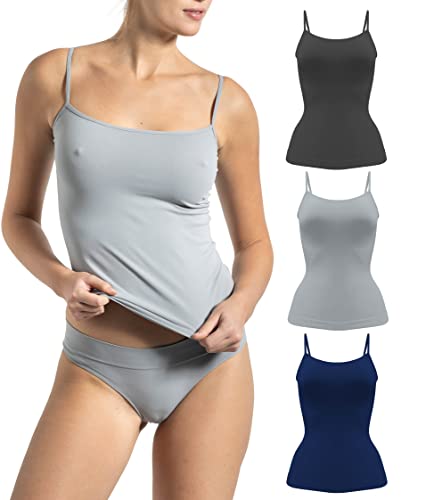 Risalti Spaghetti Top Damen Microfaser 3 Stück - Damen Unterhemd Schmaler Schulter, Elegantes Unterwäsche Frauen, Weicher Tops Für Damen Nahtloses Damen Unterwäsche - Made in Italy von Risalti