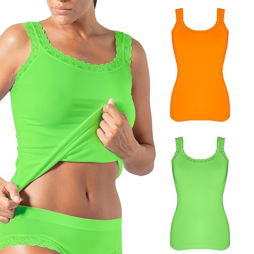 Risalti Spitzentop Damen Letizia 2 STK - Top Damen Sommer Mikrofaser, Tops Für Damen, Top Mit Spitze Damen, Top Spitze, Tank Top Damen, Spitzen Oberteile Damen, Unterwäsche Frauen - Made in Italy von Risalti