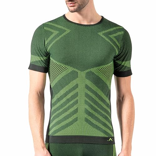 Risalti Thermoshirt Funktionsunterwäsche Herren Kurzarm Energy - Thermo Muskelshirts Herren Elastische, Compression Shirt und atmungsaktive, Nahtloses Herren Unterwäsche - Made in Italy von Risalti