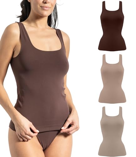 Risalti Top Damen mit Breiter Träger aus Mikrofaser 3 Stück – Basic Trägertop, Nahtloses Unterhemd für Alltag und Freizeit, Weiches Damenoberteil - Made in Italy von Risalti