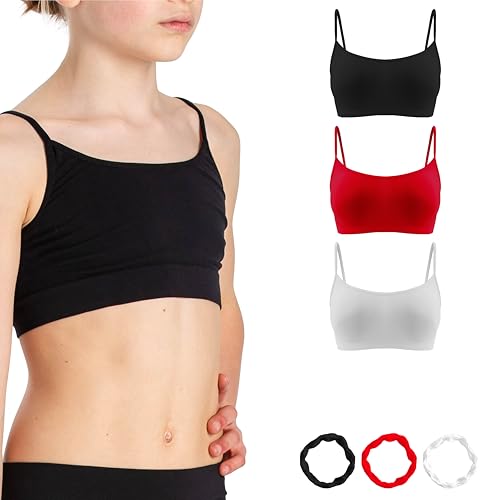 Risalti Top Mädchen Bustier Spaghetti 3 STK - Bustier Mädchen, Crop Top Mädchen, BH Mädchen, Tops Für Mädchen, Tank Tops, Unterhemd Mädchen Nahtlose, Armbänder Gratis - Made In Italy von Risalti