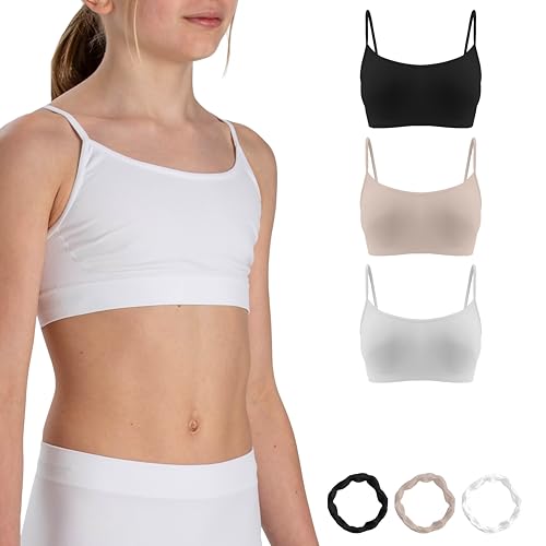 Risalti Top Mädchen Bustier Spaghetti 3 STK - Bustier Mädchen, Crop Top Mädchen, BH Mädchen, Tops Für Mädchen, Tank Tops, Unterhemd Mädchen Nahtlose, Armbänder Gratis - Made In Italy von Risalti
