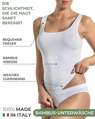 Risalti Unterhemden Damen Bambus Breiten Schulter 2stk - Tank Top Damen, Weicher als Unterhemden Damen Baumwolle, Damen Unterhemden, Unterhemd Damen, Tops Für Damen Nahtlose - Made In Italy von Risalti
