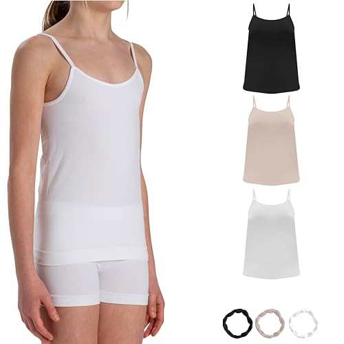 Risalti Unterhemden Mädchen Spaghetti Microfaser 3 STK - Top Mädchen, Tops Für Mädchen, Unterhemd Mädchen, Tops Mädchen, Unterwäsche Für Mädchen Nahtlose, Armbänder Gratis - Made in Italy von Risalti