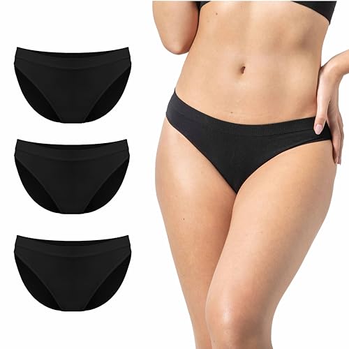 Risalti Unterhosen Damen Bambus Slip Klassischer 3stk - Unterwäsche Frauen, Slip Damen, Damen Unterwäsche, Weicher als Unterhosen Damen Baumwolle, Seamless Slips Damen - Made In Italy von Risalti