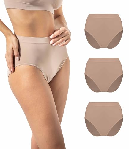 Risalti Unterhosen Damen High Waist Slips Mikrofaser 3 STK. - Seamless Slips Damen, Damen Unterwäsche, Weicher als Baumwoll Unterwäsche Damen, Schlüpfer Damen - Made in Italy von Risalti