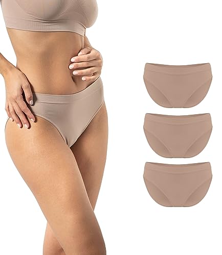Risalti Damen Slips Nahtlos Microfaser 3er Pack – Unterhosen Damen Ohne Naht Und Etiketten, Seamless Unterwäsche, Atmungsaktiv, Bequeme Panties Für Alltag Und Sport - Made In Italy von Risalti